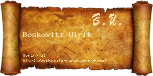 Boskovitz Ulrik névjegykártya